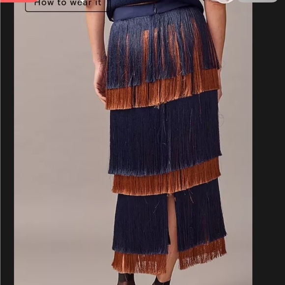 NWT J.Crew Collection Multicolored Fringe Skirt - Picture 4 of 6